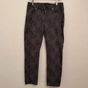 Lucky Brand 10 Lolita Skinny Floral Denim Gray Print Grunge Stretch Indie Jeans